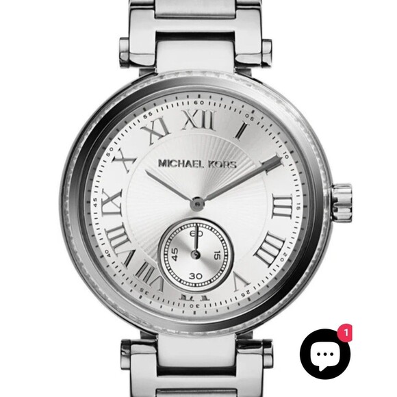 NEW Michael Kors Skylar SilverTone Roman Numeral Dial Stainless Steel Watch - Picture 1 of 10